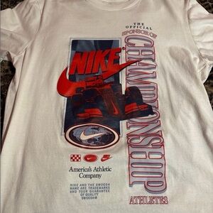 Nike White Tee with Red and Blue Graphics